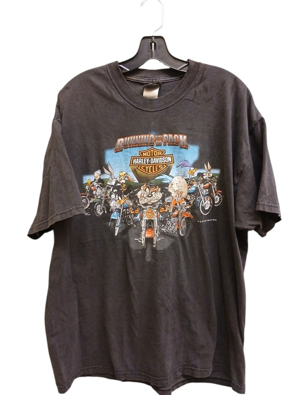 Harley-Davidson Looney Toons Black Cartoon Motorcycle Graphic Tee y2k Xlarge